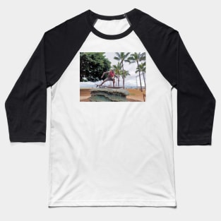 Duke Kahanamoku surfing statue, Waikiki, Hawaii Baseball T-Shirt